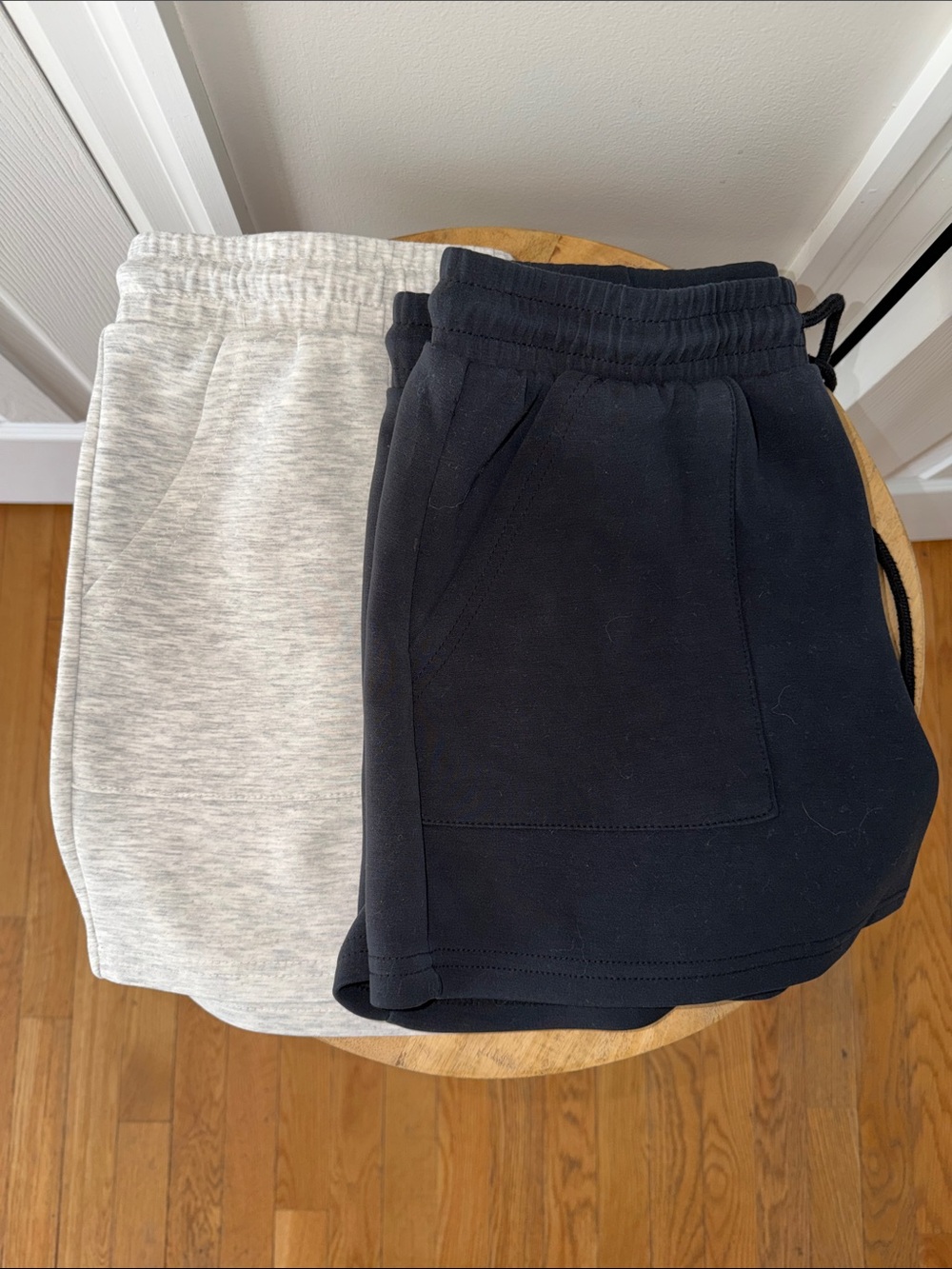 Juniors Elastic-Waist Sweatshorts - Black & Light Gray